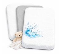 Drap Housse Cododo 50x83cm (Lot de 2) + 1 Alèse Imperméable Protège Matelas - Set 2+1 Draps Cododo 100% Coton et Alèse 100% Imperméable - Oeko-TEX (Blanc/Gris, 50 x 83 cm)