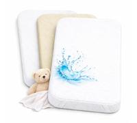 Drap Housse Cododo 50x83cm (Lot de 2) + 1 Alèse Imperméable Protège Matelas - Set 2+1 Draps Cododo 100% Coton et Alèse 100% Imperméable - Oeko-TEX (Blanc/Vanille, 50 x 83 cm)