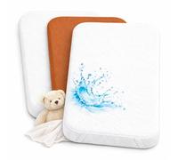 Drap Housse Cododo 55x90cm (Lot de 2) + 1 Alèse Imperméable Protège Matelas - Set 2+1 Draps Cododo 100% Coton et Alèse 100% Imperméable - Oeko-TEX (Blanc/Camel, 55 x 90 cm)