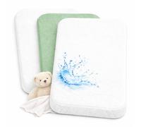 Drap Housse Cododo 55x90cm (Lot de 2) + 1 Alèse Imperméable Protège Matelas - Set 2+1 Draps Cododo 100% Coton et Alèse 100% Imperméable - Oeko-TEX (Blanc/Eucalyptus, 55 x 90 cm)