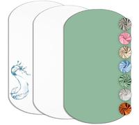 Drap Housse Cododo 60x80cm (Lot de 2) Compatible IORA + 1 Alèse Imperméable Protège Matelas Cododo Compatible Iora - Set 2+1 Draps Cododo - Oeko-TEX (Blanc/Eucalyptus, 60 x 80 cm)
