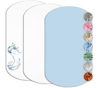 Drap Housse Cododo 60x80cm (Lot de 2) Compatible IORA + 1 Alèse Imperméable Protège Matelas Cododo Compatible Iora - Set 2+1 Draps Cododo - Oeko-TEX (Blanc/Bleu, 60 x 80 cm)