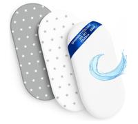 Drap Housse Cododo pour Nacelle Ensemble de 2 Draps 33x72 cm avec Protege Matelas Impermeable Étoiles blanches grises
