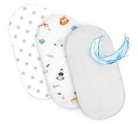 Drap Housse Cododo pour Nacelle Ensemble de 2 Draps Lot de 3 : 75 x 35 cm avec Protege Matelas Impermeable - Alese Bebe Compatible avec Berceaux Landeau Couffin et Poussette Enfant
