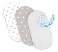 Drap Housse Cododo pour Nacelle Ensemble de 2 Draps Lot de 3 : 75 x 35 cm avec Protege Matelas Impermeable - Alese Bebe Compatible avec Berceaux Landeau Couffin et Poussette Enfant