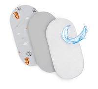 Drap Housse Cododo pour Nacelle Ensemble de 2 Draps Lot de 3 : 75 x 35 cm avec Protege Matelas Impermeable - Alese Bebe Compatible avec Berceaux Landeau Couffin et Poussette Enfant