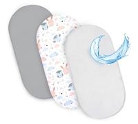Drap Housse Cododo pour Nacelle Ensemble de 2 Draps Lot de 3 : 75 x 35 cm avec Protege Matelas Impermeable - Alese Bebe Compatible avec Berceaux Landeau Couffin et Poussette Enfant
