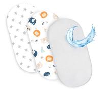Drap Housse Cododo pour Nacelle Ensemble de 2 Draps Lot de 3 : 75 x 35 cm avec Protege Matelas Impermeable - Alese Bebe Compatible avec Berceaux Landeau Couffin et Poussette Enfant