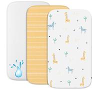 Drap Housse Cododo (Set de 2) + 1 Protège Matelas Impermeable avec Elastique - 3-en-1 - Taille 50x83 cm - Compatible avec Berceaux, Lit Matelas Cododo Bebe - pour Fille et Garçon - Motif Savane