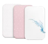 Drap Housse Cododo (Set de 2) + 1 Protège Matelas Impermeable avec Elastique - 3-en-1 - Taille 50x83 cm -Compatible Rose 50x83 cm