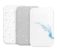Drap Housse Cododo (Set de 2) + 1 Protège Matelas Impermeable avec Elastique - 3-en-1 - Taille 50x83 cm - Compatible avec Berceaux, Lit Matelas Cododo Bebe - pour Fille et Garçon - Motif Gris