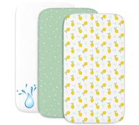Drap Housse Cododo (Set de 2) + 1 Protège Matelas Impermeable avec Elastique - 3-en-1 - Taille 50x83 cm - Compatible avec Berceaux, Lit Matelas Cododo Bebe - pour Fille et Garçon - Motif Citron