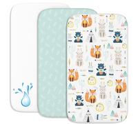 Drap Housse Cododo (Set de 2) + 1 Protège Matelas Impermeable avec Elastique - 3-en-1 - Taille 50x83 cm - Compatible avec Berceaux, Lit Matelas Cododo Bebe - pour Fille et Garçon - Motif Renard