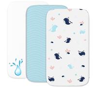 Drap Housse Cododo (Set de 2) + 1 Protège Matelas Impermeable avec Elastique - 3-en-1 - Taille 55x90 cm - Compatible avec Berceaux, Lit Matelas Cododo Bebe - pour Fille et Garçon - Motif Océan