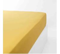Drap housse coton 120 fils jersey extensible DOUCEUR Jaune 80x190