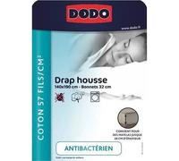 DODO Drap housse antibactérien 140x190 cm Coton Coutil Bonnet 32 cm Blanc