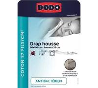 Drap Housse Coton DODO - Antibactérien -90x190 cm - Blanc