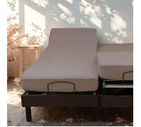 Drap housse coton extensible lit électrique PAPILLON Taupe 180x200