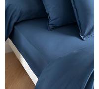 Drap housse coton lavé bonnet 30 cm - SOMEO Bleu marine 70x190 | Matière : 100% coton, Hauteur du bonnet : 30 cm, Motif : Uni, Confort et douceur
