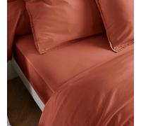 Drap housse coton lavé bonnet 30 cm - SOMEO Terracotta 70x190 | Matière : 100% coton, Hauteur du bonnet : 30 cm, Motif : Uni, Confort et douceur