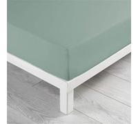 Drap housse coton lavé Linette Sauge 160x200 cm Vert d'eau G