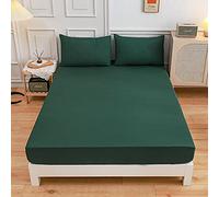 Drap Housse Couleur Unie Antidérapants Housse De Matelas, Chickwin 100% Polyester Confortable Respirant Drap-Housse Poche Profonde 27cm - Résistant Rides (180x200x27cm,Vert foncé)