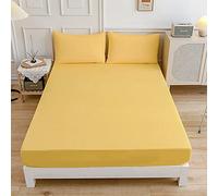 Drap Housse Couleur Unie Antidérapants Housse De Matelas, Chickwing 100% Polyester Confortable Respirant Drap-Housse Poche Profonde 27cm - Résistant Rides (90x200x27cm,Jaune Vif)