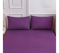 Drap Housse Couleur Unie Antidérapants Housse De Matelas, Chickwing 100% Polyester Confortable Respirant Drap-Housse Poche Profonde 27cm - Résistant Rides (2 Taies d'Oreillers,Mauve)