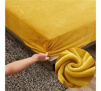 Drap Housse Couleur Unie Antidérapants Housse De Matelas, Chickwing 100% Polyester Velours Confortable Respirant Drap-Housse Poche Profonde 25cm - Résistant Rides (Jaune,90x200x25cm)
