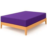 Drap-housse de 23 cm de profondeur, 100 % coton égyptien Doublé Violet/Aubergine