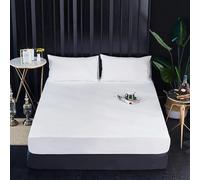 Drap-Housse de lit Solide et imperméable, Couvre-Matelas réglable aux Quatre Coins avec Bande élastique, Drap de lit Multi-Tailles, Blanc, 100x200x30cm