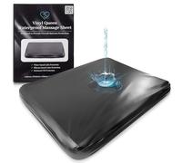 Drap-Housse de Massage imperméable en Vinyle Noir avec Poche latérale | Protège-Matelas, Couvre-lit pour Massage Nuru - Huile, à Base d'eau, sans Silicone | 152 cm x 203 cm + Poche Profonde de 35 cm