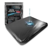 Drap-Housse de Massage imperméable en Vinyle Noir avec Poche latérale | Protège-Matelas, Couvre-lit pour Massage Nuru - Huile, à Base d'eau, sans Silicone | 183 cm x 203 cm + Poche Profonde de 40 cm