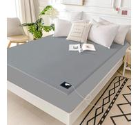 Drap-housse de mise à la terre, drap-housse avec câble de mise à la terre conducteur avec fibres d'argent pour une meilleure thérapie de sommeil, réduction du stress et de la douleur (Gris, 193 * 203