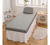 Drap-housse de table imperméable en cuir synthétique avec bande élastique pour greffe de cils et traitements de beauté Gris 80 x 190 cm