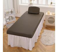 Drap-housse de table imperméable en cuir synthétique marron 75 x 190 cm résistant à l'huile élastique pour greffage de cils et traitements de beauté
