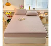 Drap-housse d'été rafraîchissant en soie glacée pour chambre à coucher, lit double, 200 x 220 cm, rose, confort rafraîchissant pour temps chaud, parfait pour les couples et les familles