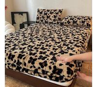 Drap-housse d'hiver en velours de lait doux, épais, pelucheux, rétro, chaud, respirant, antidérapant, élastique avec poche profonde de 30 cm pour chambre à coucher (180 x 200 cm)