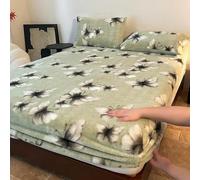 Drap-housse d'hiver en velours de lait doux, épais, pelucheux, rétro, chaud, respirant, antidérapant, élastique avec poche profonde de 30 cm pour chambre à coucher (k150 x 200 cm)