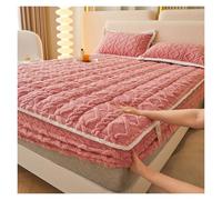 Drap Housse d'hiver Épais en Peluche, Literie Chaude en Velours Antistatique avec Enveloppe À 360°, Flanelle Douce for Adultes À La Maison(Rose,180 * 200cm)