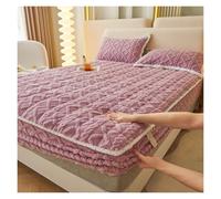 Drap Housse d'hiver Épais en Peluche, Literie Chaude en Velours Antistatique avec Enveloppe À 360°, Flanelle Douce for Adultes À La Maison(Purple,200 * 220cm)