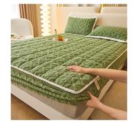 Drap Housse d'hiver Épais en Peluche, Literie Chaude en Velours Antistatique avec Enveloppe À 360°, Flanelle Douce for Adultes À La Maison(Green,180 * 200cm)