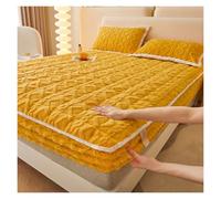 Drap Housse d'hiver Épais en Peluche, Literie Chaude en Velours Antistatique avec Enveloppe À 360°, Flanelle Douce for Adultes À La Maison(Yellow,150 * 200cm)