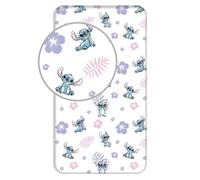 Jerry Fabrics Drap-housse Disney Lilo & Stitch avec fleurs 90 x 200+25 cm 100% coton 23FT232