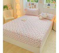 Drap-Housse Double, Doux, imprimé, antidérapant, matelassé, Style hôtel, Lavable, for sommier tapissier(A,200x220cm)