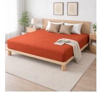 Drap-housse - DOUCEUR D'INTÉRIEUR - Sienna Terracotta - 140 x 190 cm - Bonnet 30 cm - Double face