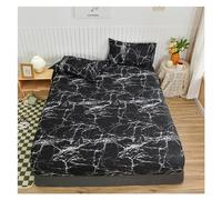Drap Housse Drap-Housse Double avec élastique, Couvre-lit imprimé à Fleurs Bleues, Linge de lit Simple/King, Housse de Matelas imprimée réactive, 180(Jianying,Queen153x203x30cm)