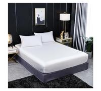 Drap Housse Drap-Housse en Soie de mûrier, Quatre Coins avec Bande élastique, Housse de Matelas, Drap de lit de Couleur Unie (Color : White, Size : 180x200x25cm)
