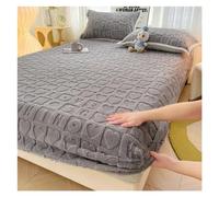 Drap Housse Drap-housse en velours de lait, couverture de lit polaire douce et confortable, housse de protection de matelas, couleur unie, automne et hiver ( Color : Style2-Grey , Size : 80x200x30cm )