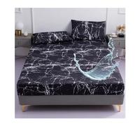 Drap Housse Drap-Housse imperméable Noir Pur, Couvre-lit de Maison, Couvre-Matelas d'été, de Printemps et d'hiver avec élastique (sans taie d'oreiller)(9,160x200x25cm)